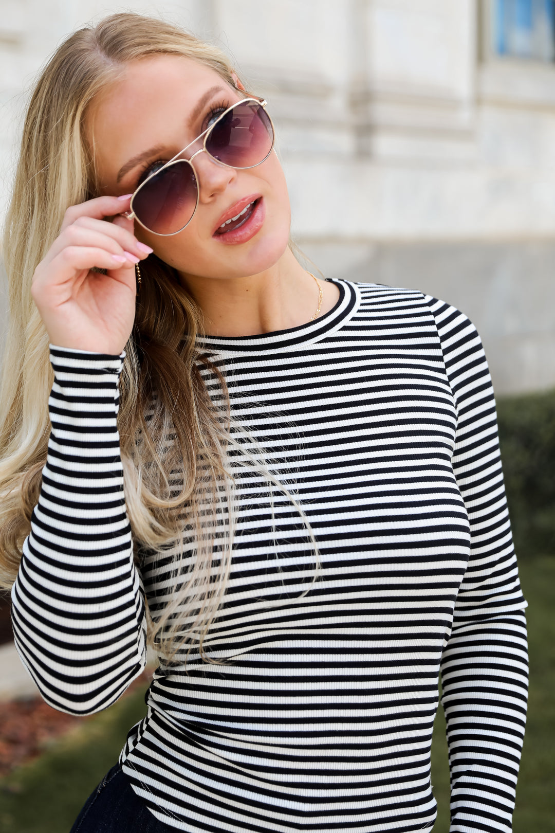 Ashley Striped Ribbed Knit Top