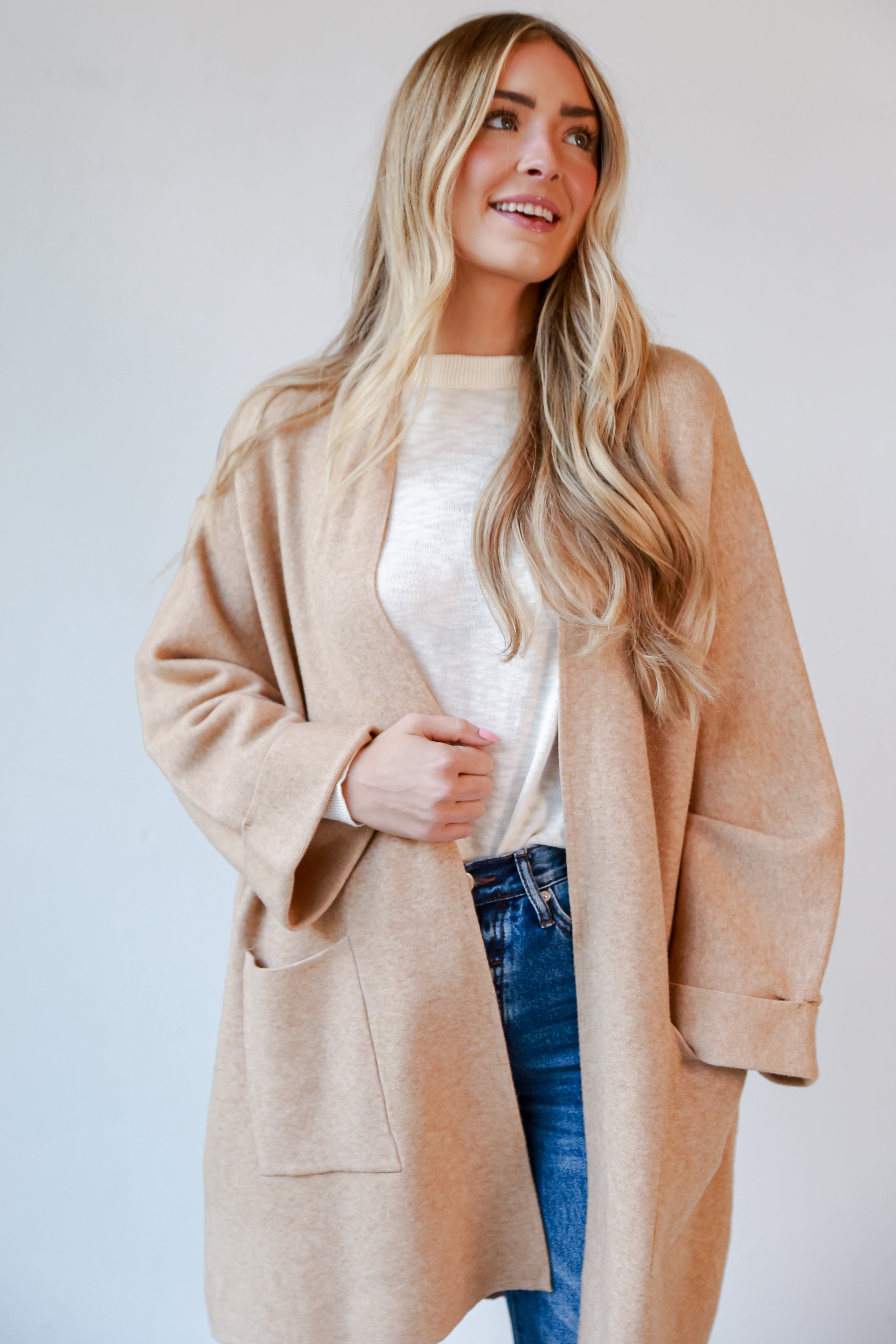 oversized Camel Sweater Cardigan