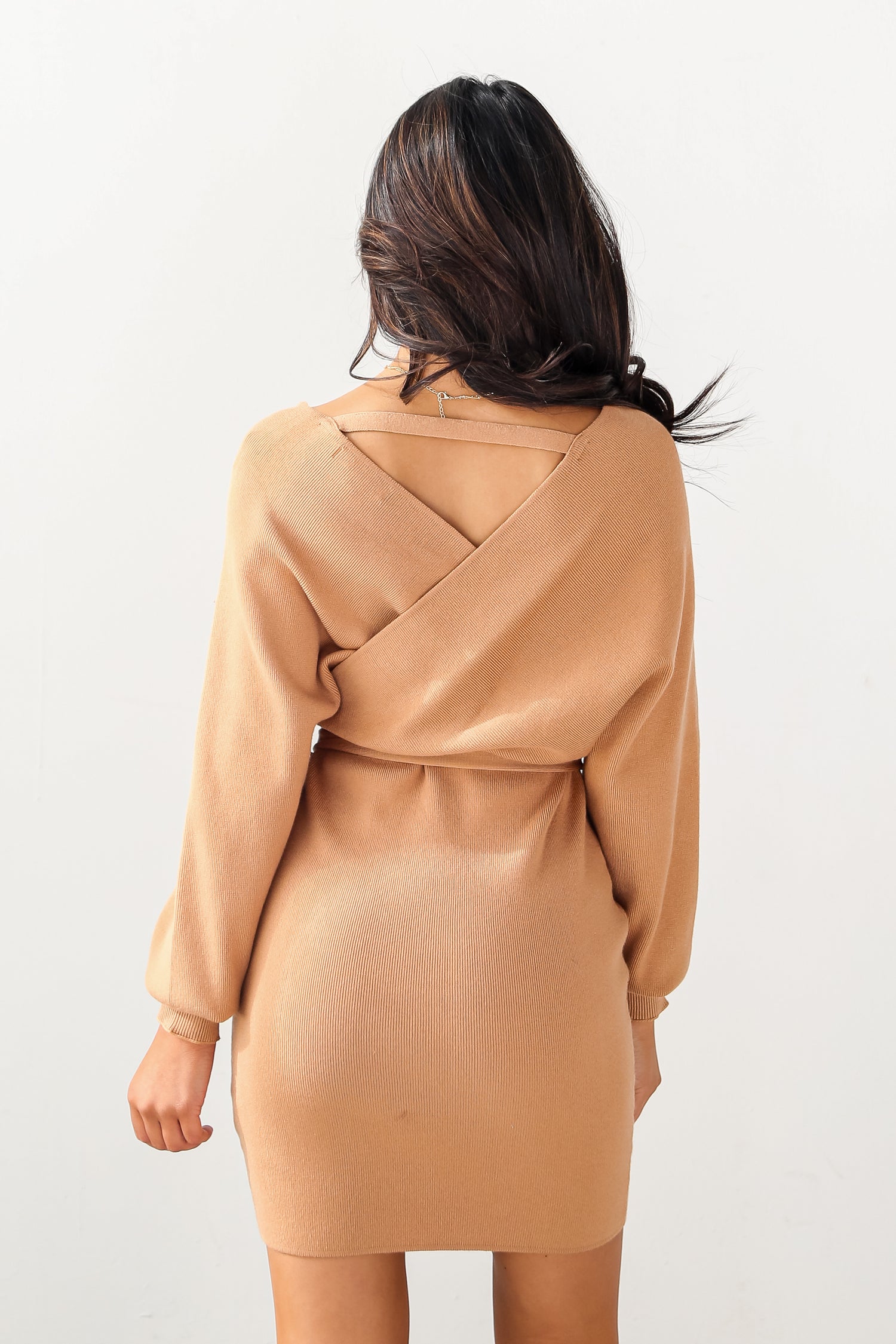 knit sweater dress back view