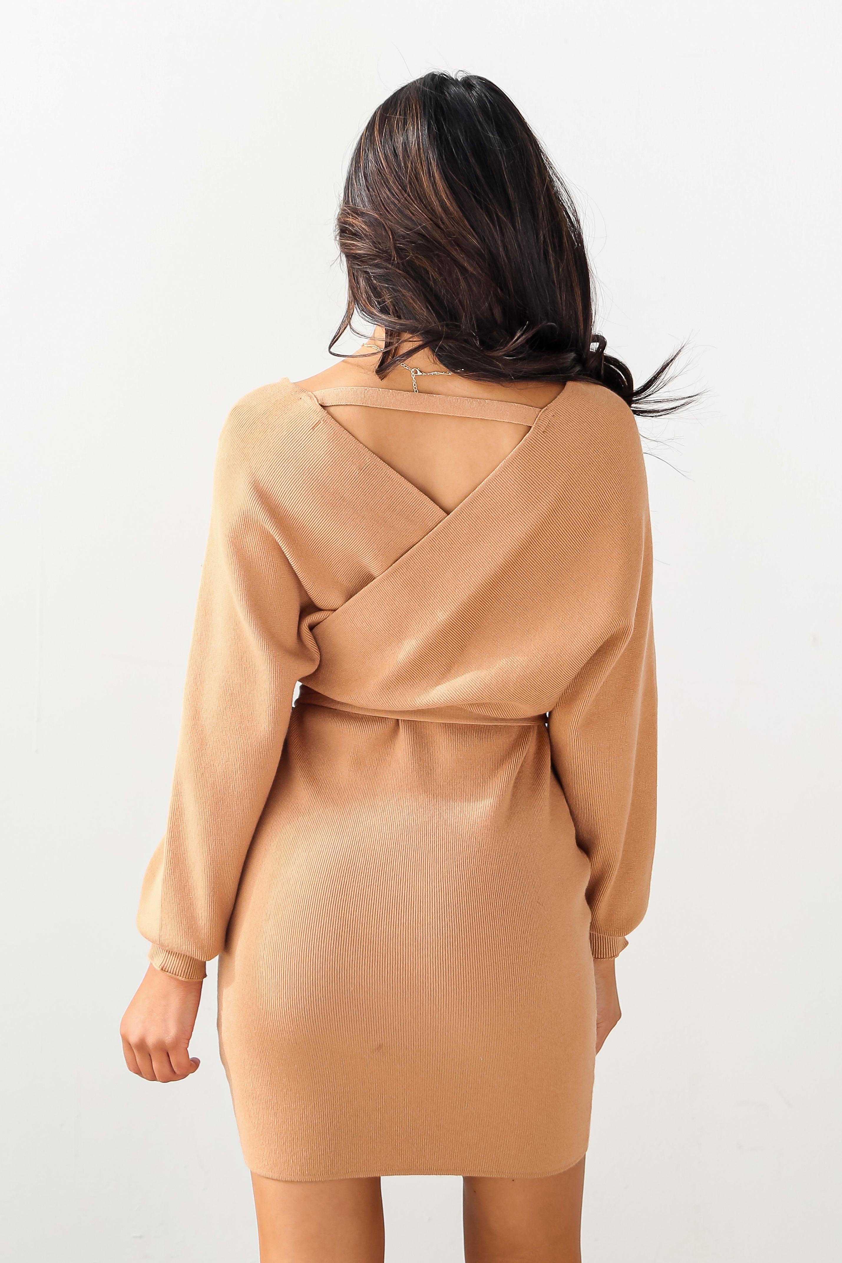 knit sweater dress back view