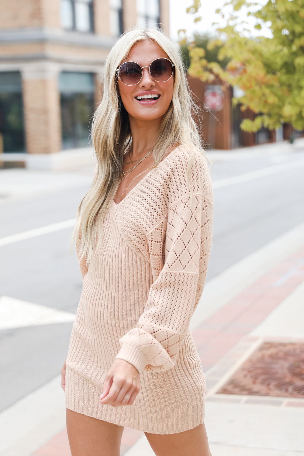 Sweater Mini Dress on model