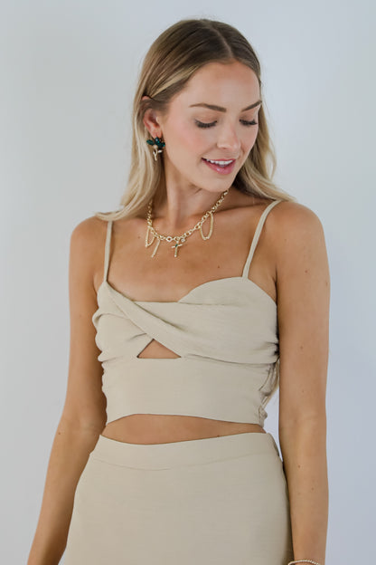 Enough For You Tan Cropped Tank - DU DEAL