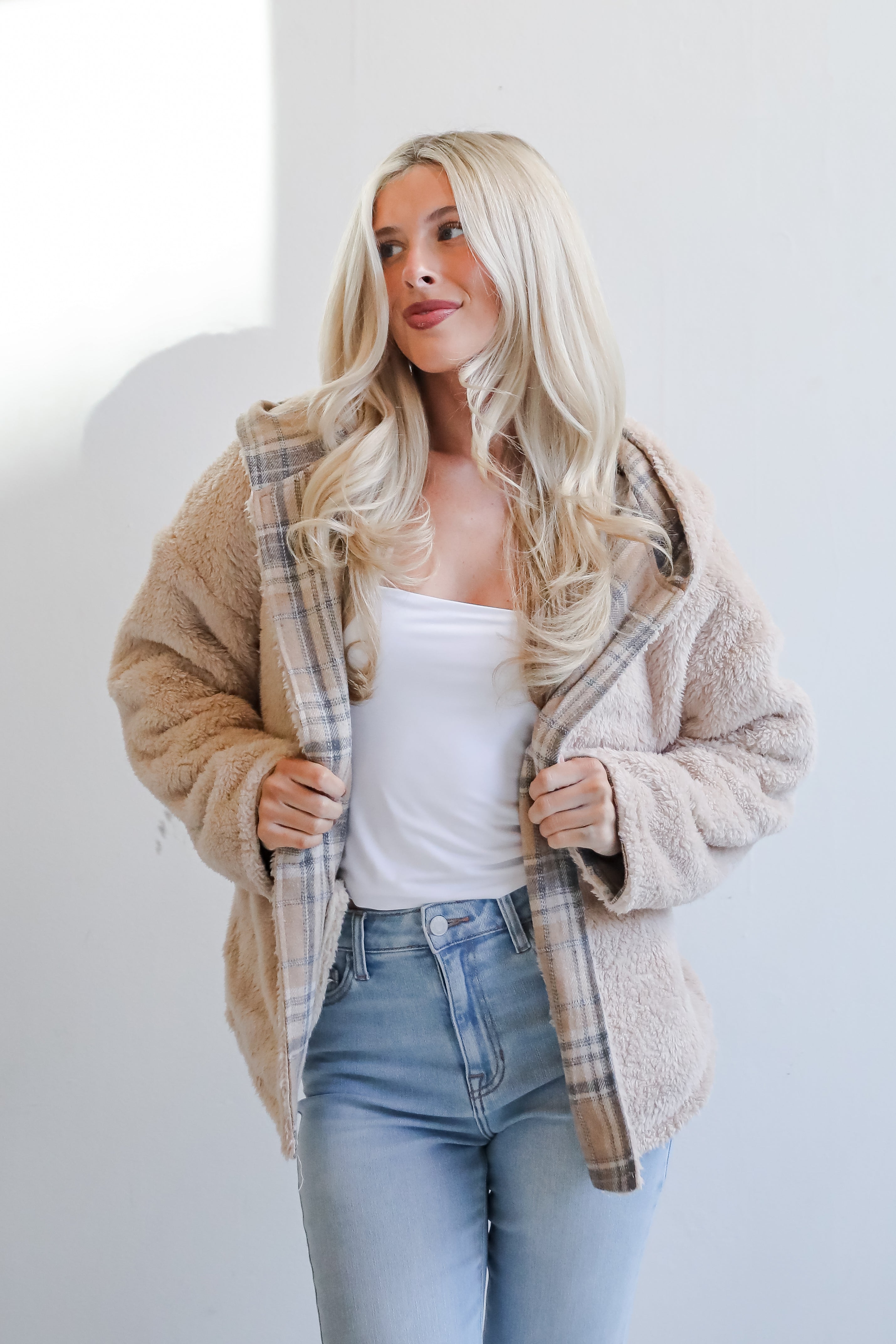 Perfected Comfort Reversible Sherpa Plaid Jacket