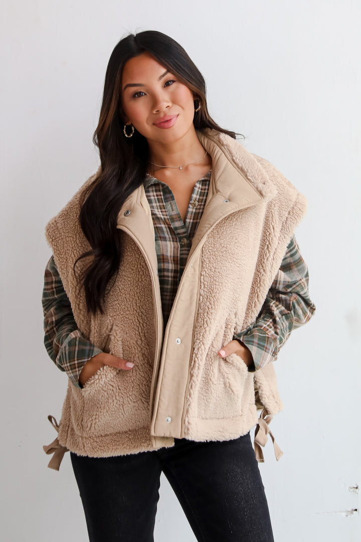 Cozy Aim Beige Sherpa Vest