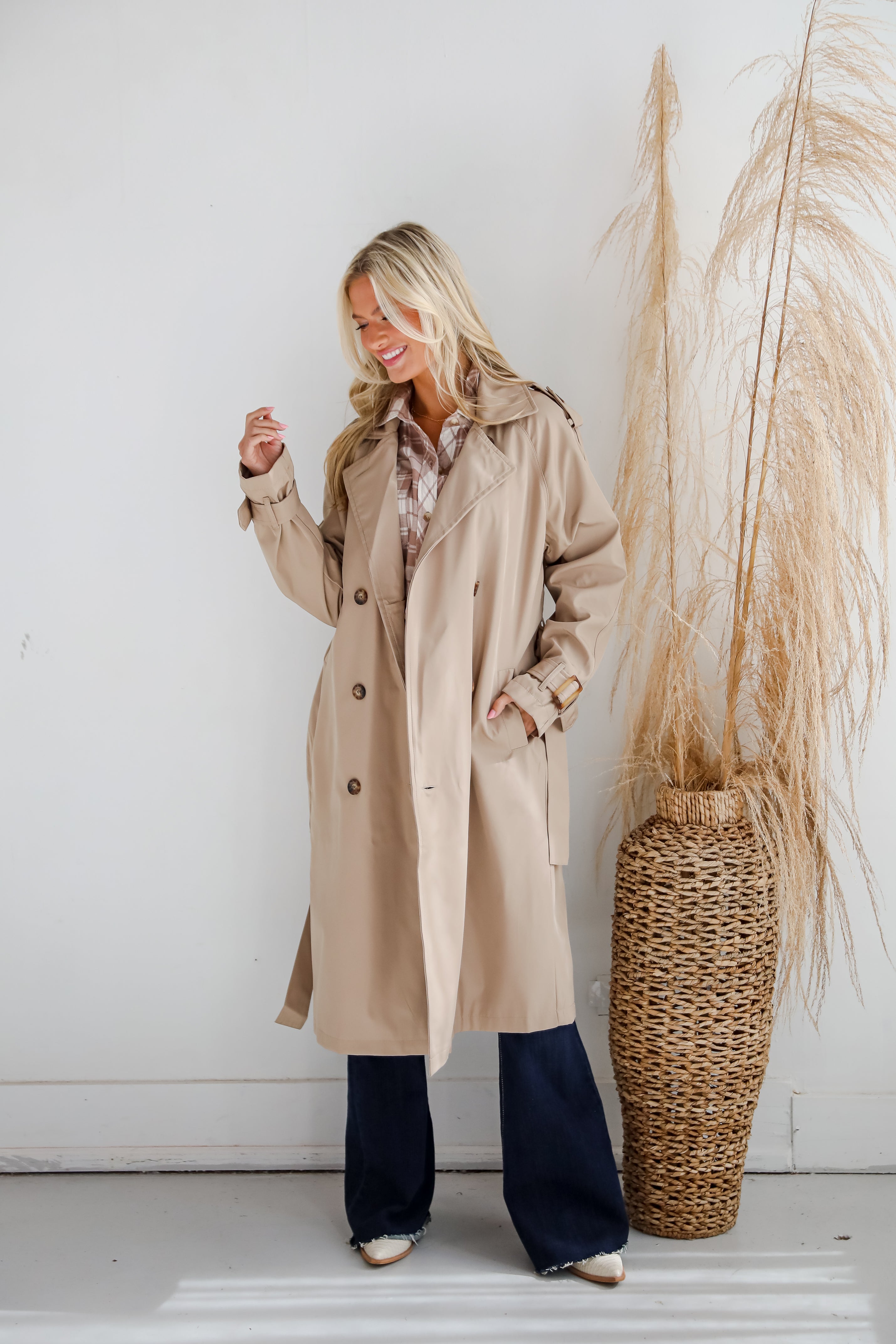 See The City Tan Trench Coat