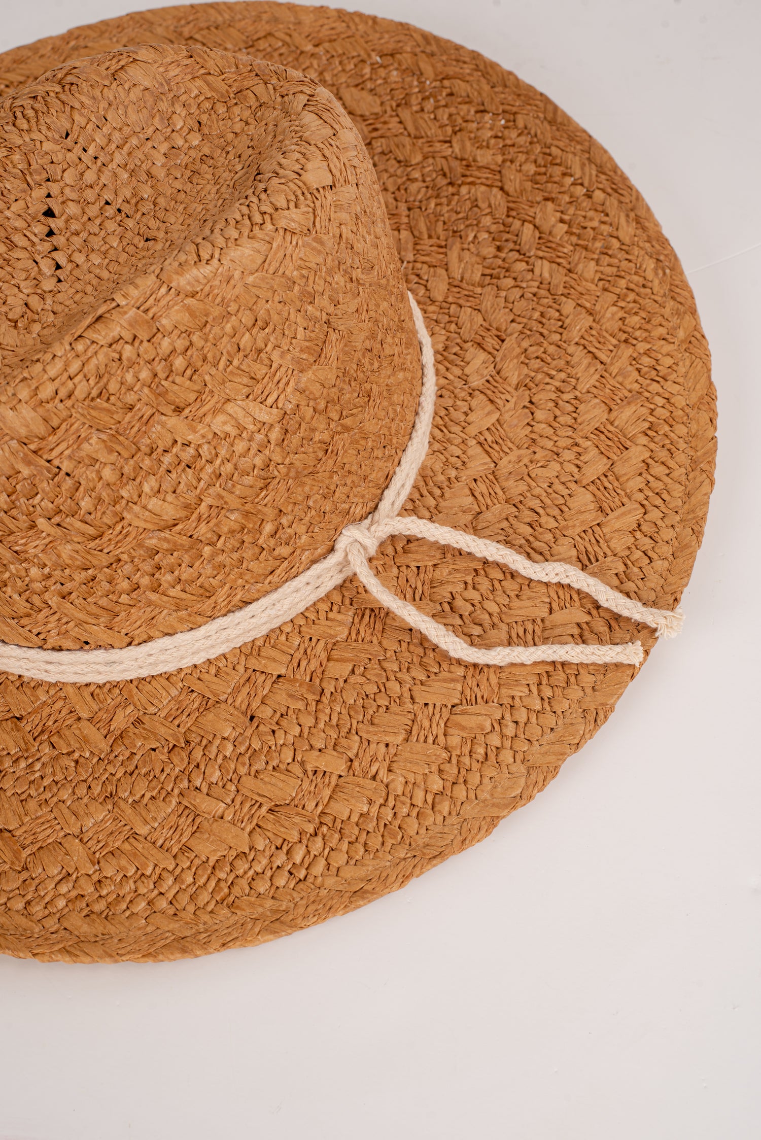 Beachside Charm Tan Straw Fedora Wide Brim Hat