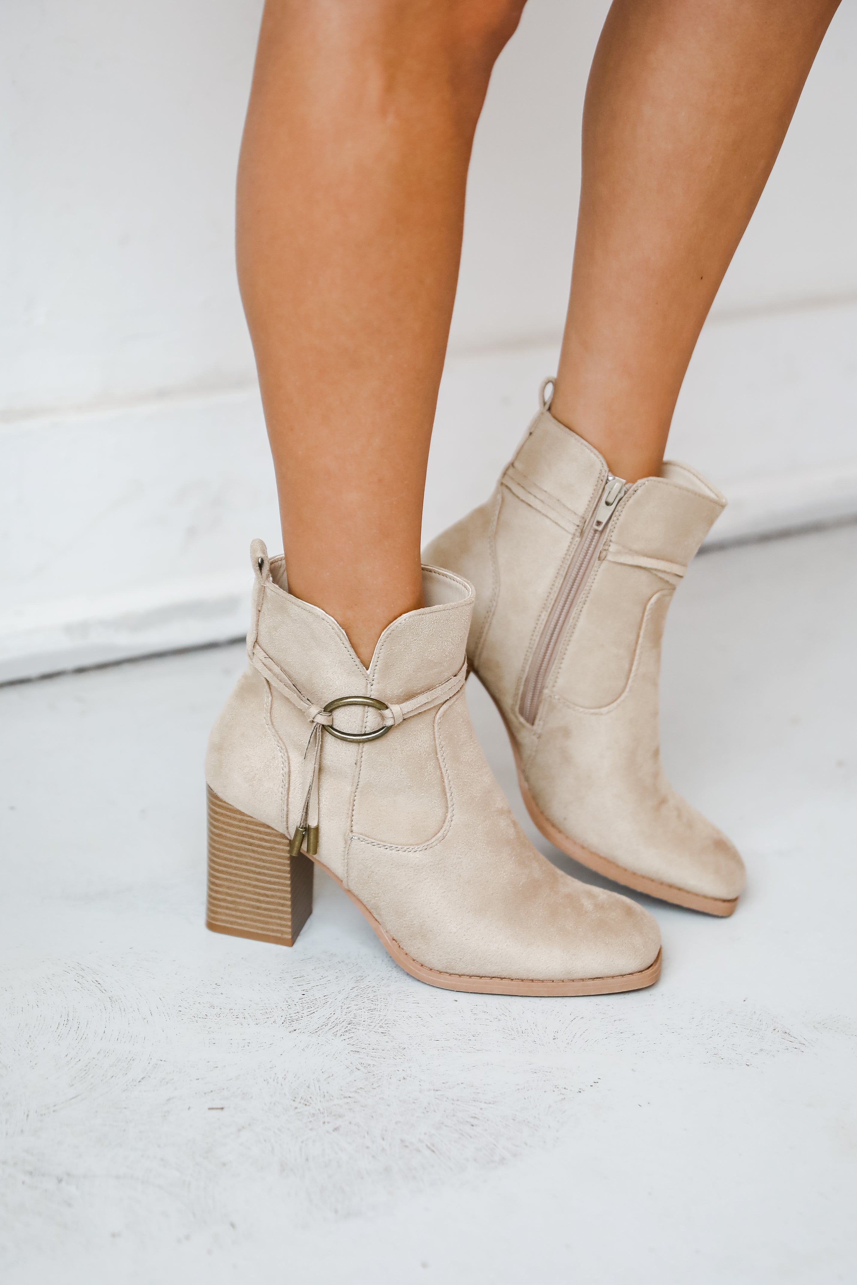 In Your Sights Tan Suede Booties