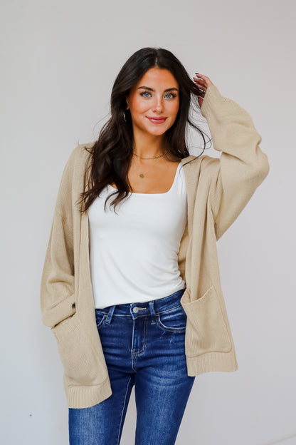 Passionately Cozy Taupe Cardigan