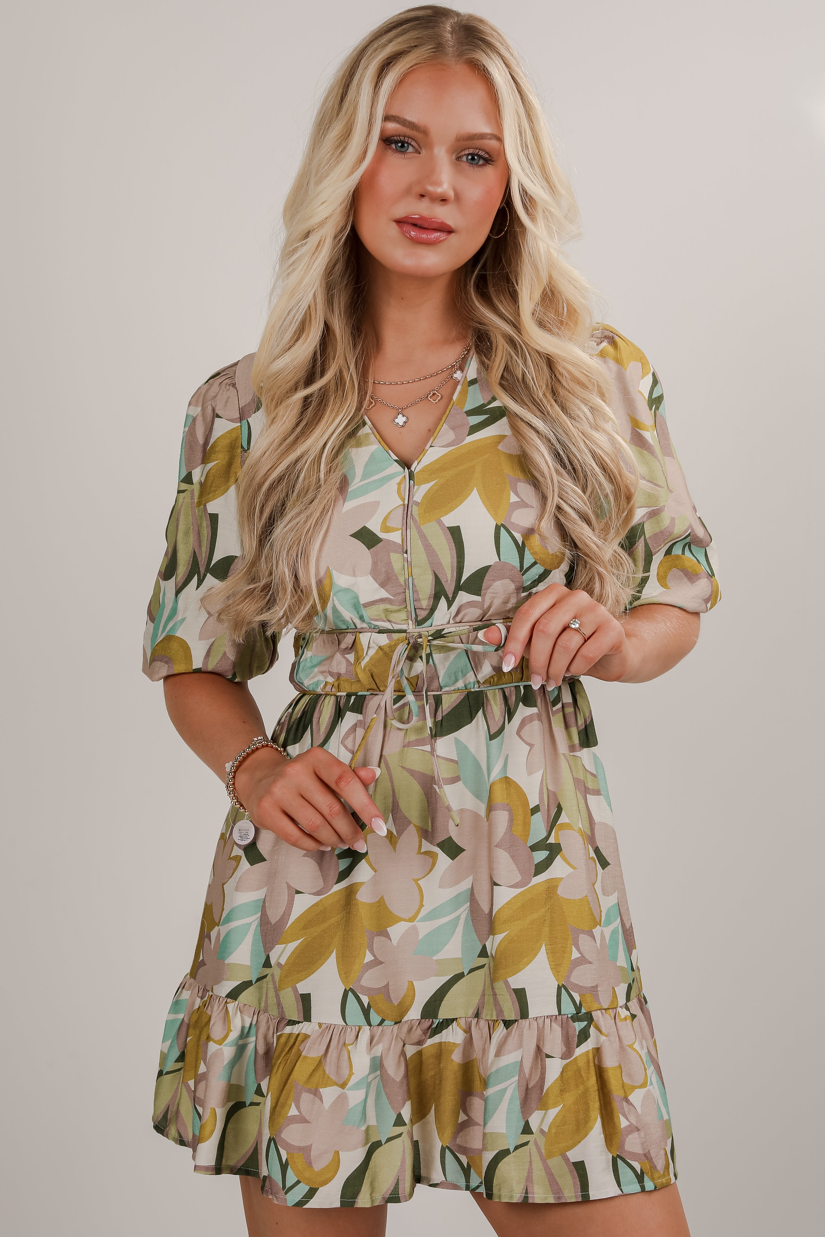 More Than Love Taupe Floral Mini Dress