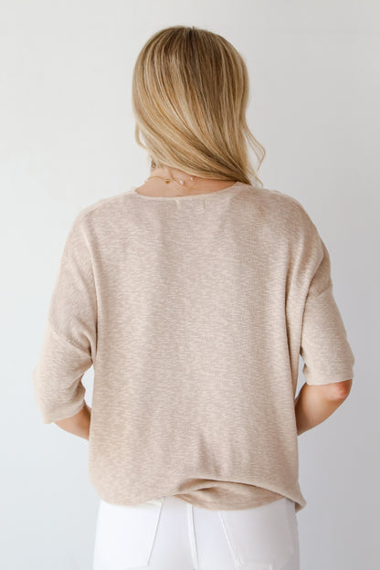 Casual Nature Taupe Lightweight Knit Top