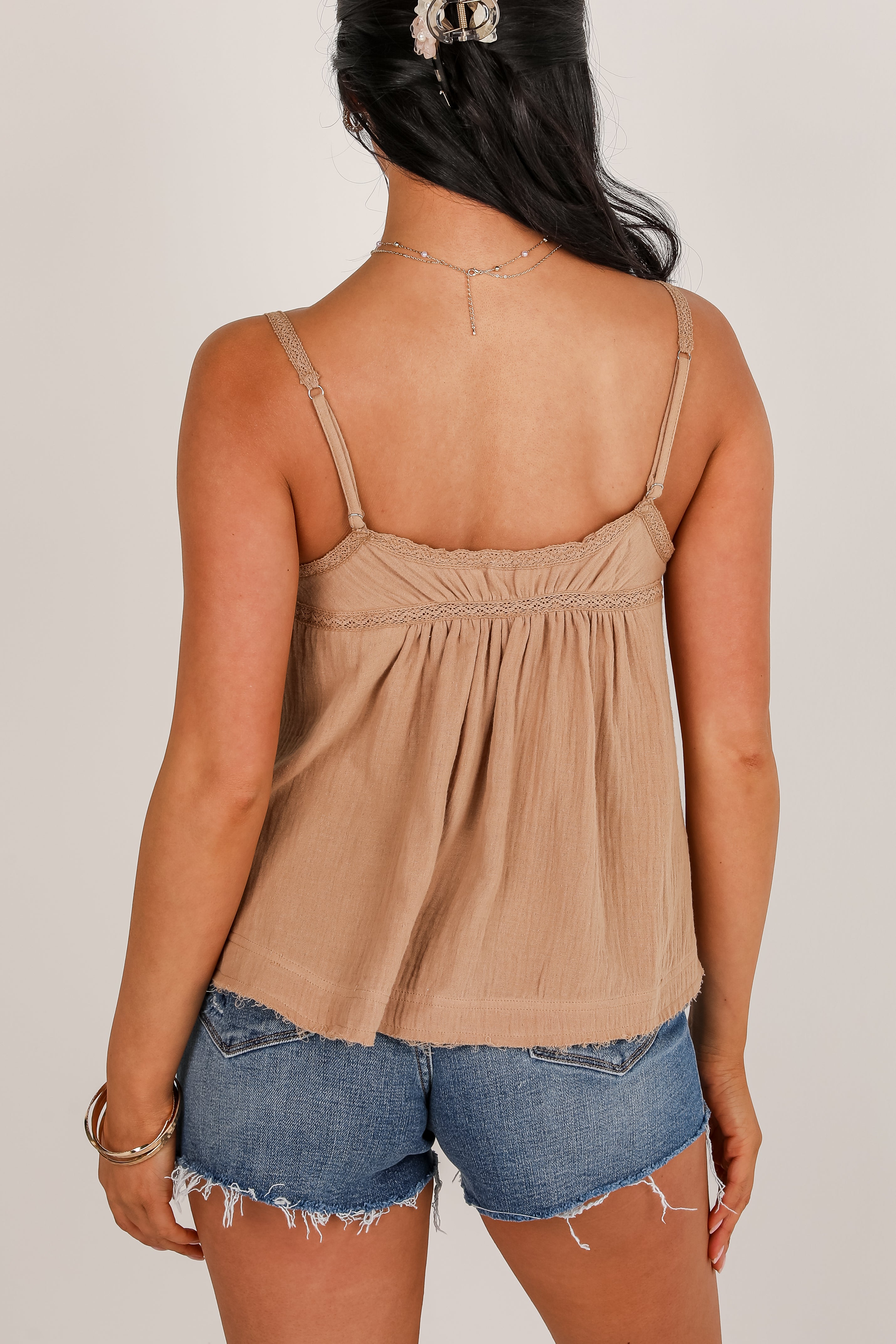 Conceptually Chic Taupe Linen Tank