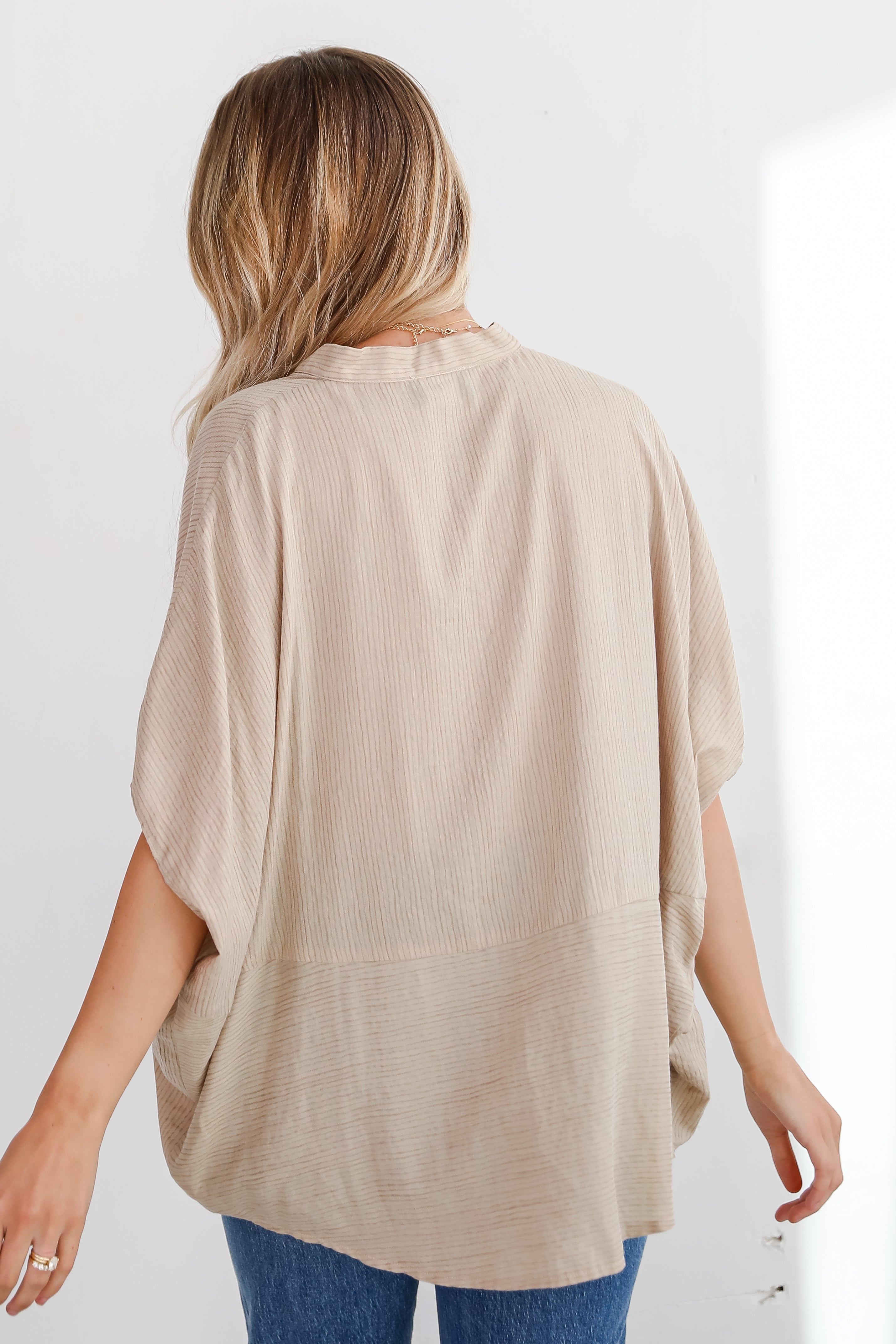 Sophisticated Intention Taupe Oversized Blouse