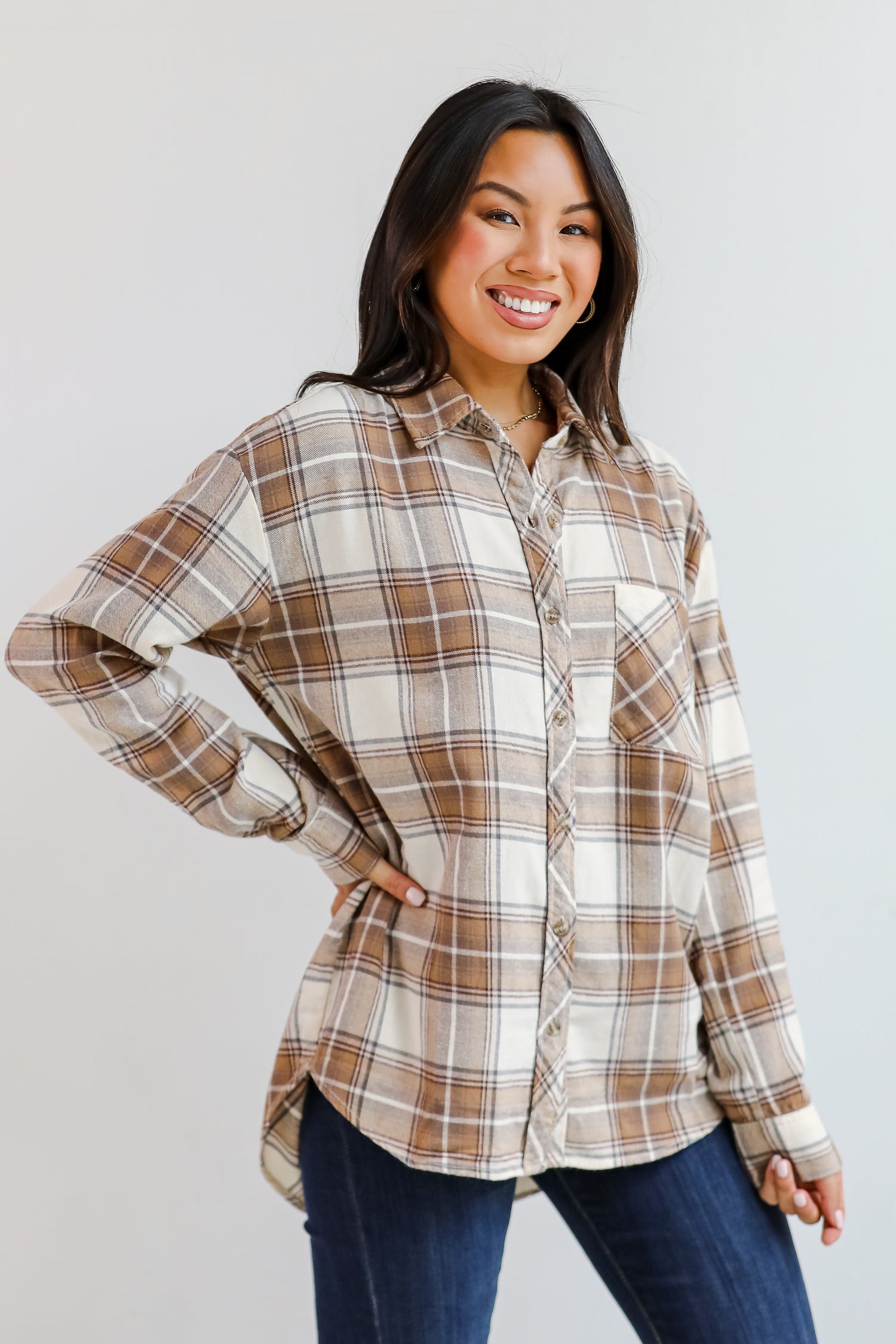 Charmed Appeal Taupe Plaid Flannel