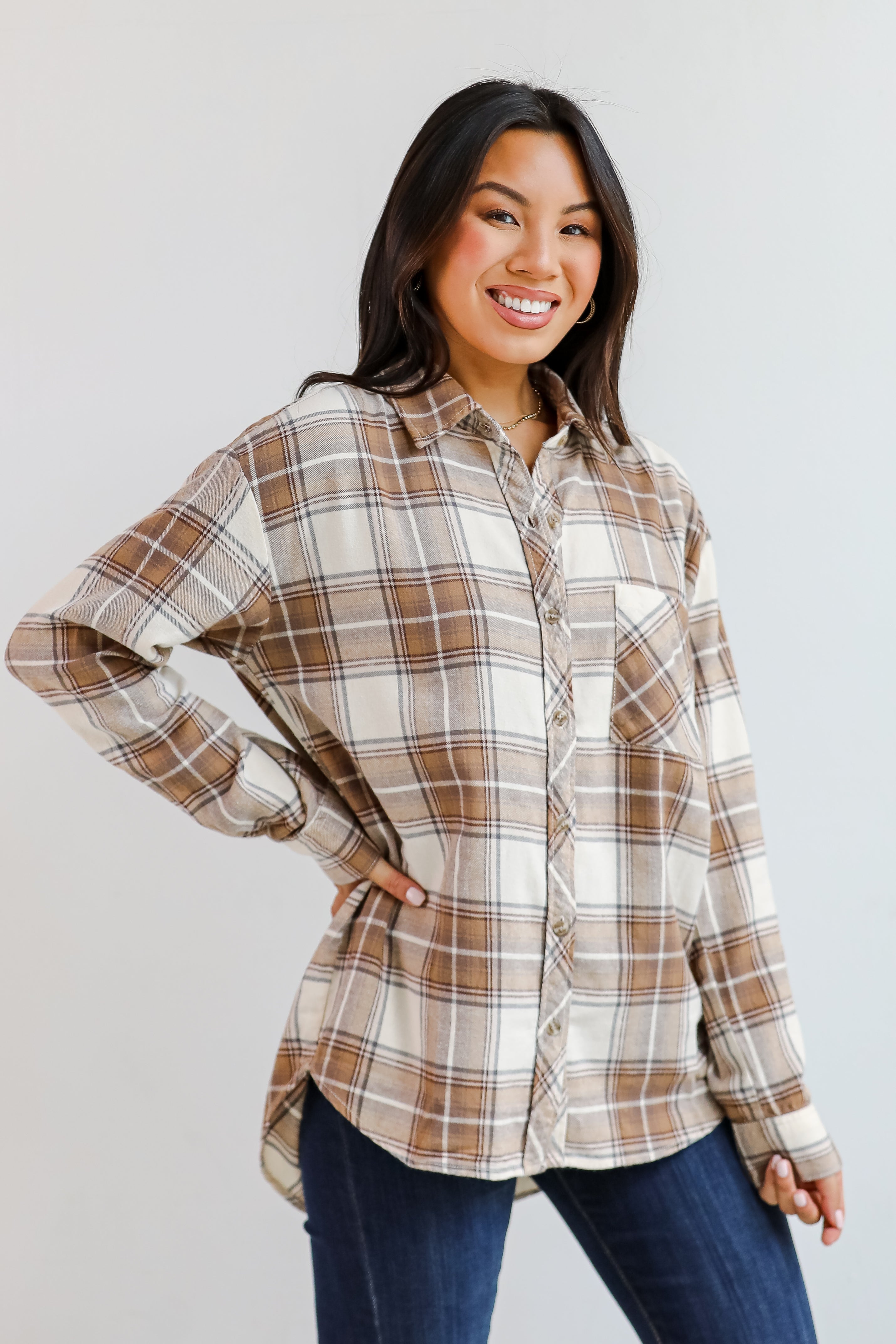 Charmed Appeal Taupe Plaid Flannel