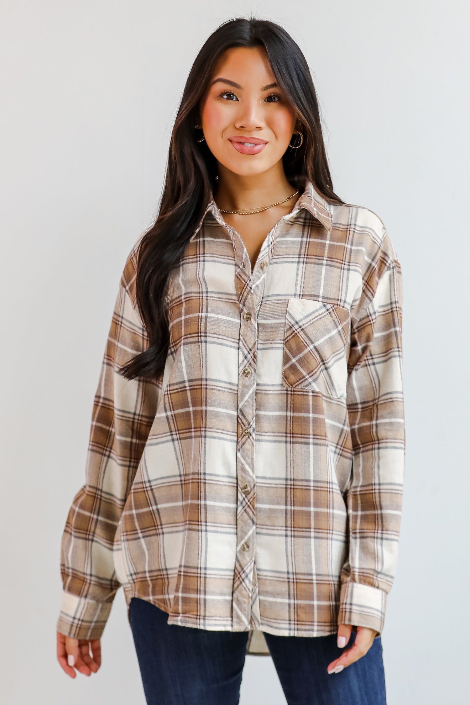 Charmed Appeal Taupe Plaid Flannel