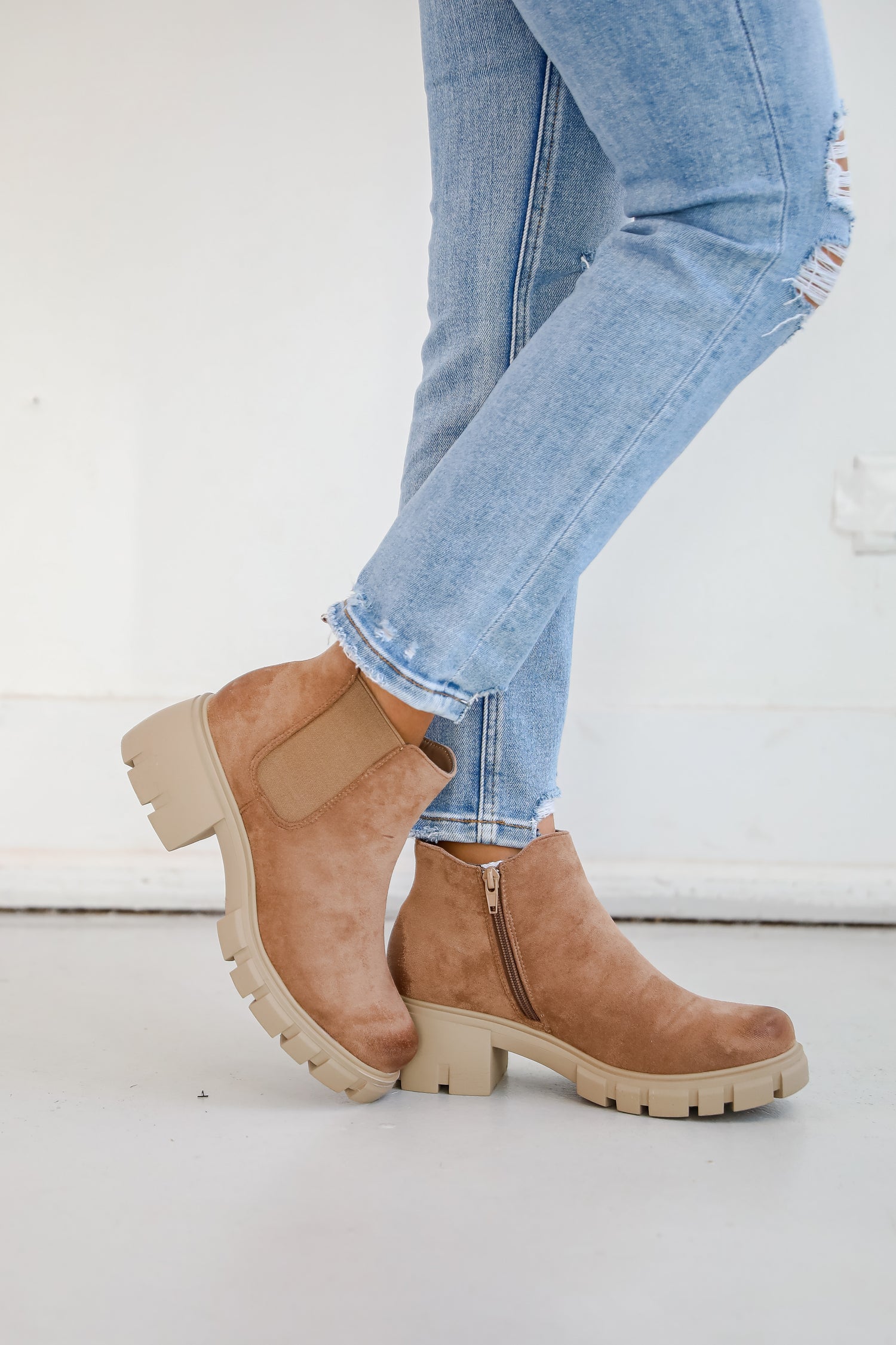 Walk It Out Taupe Platform Booties