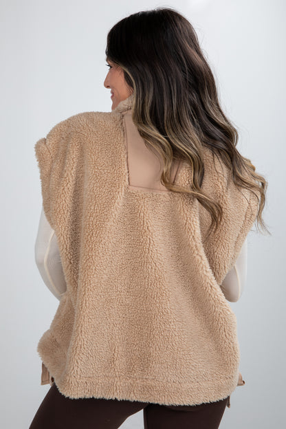 taupe fleece vest