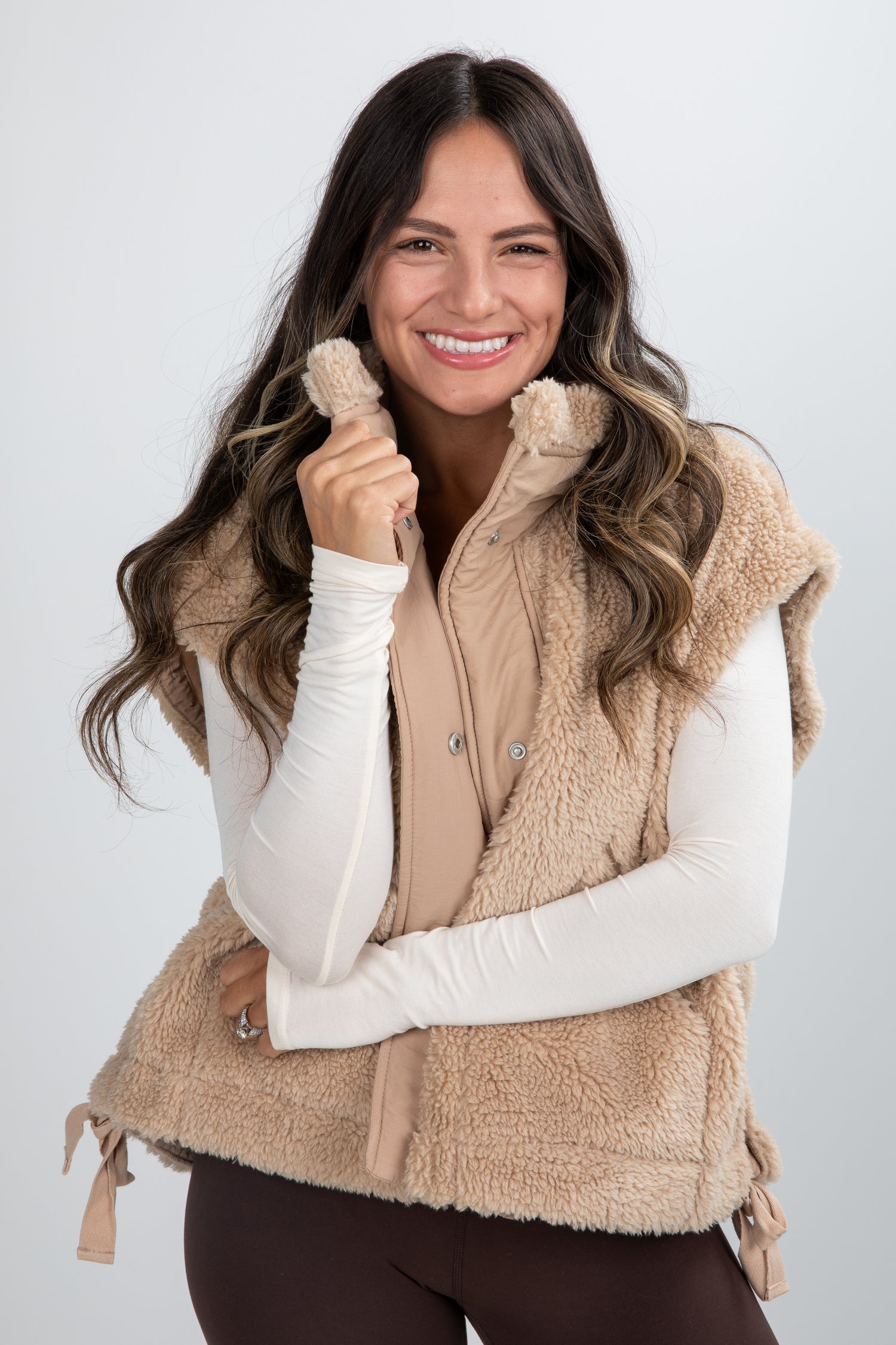 taupe sherpa vest