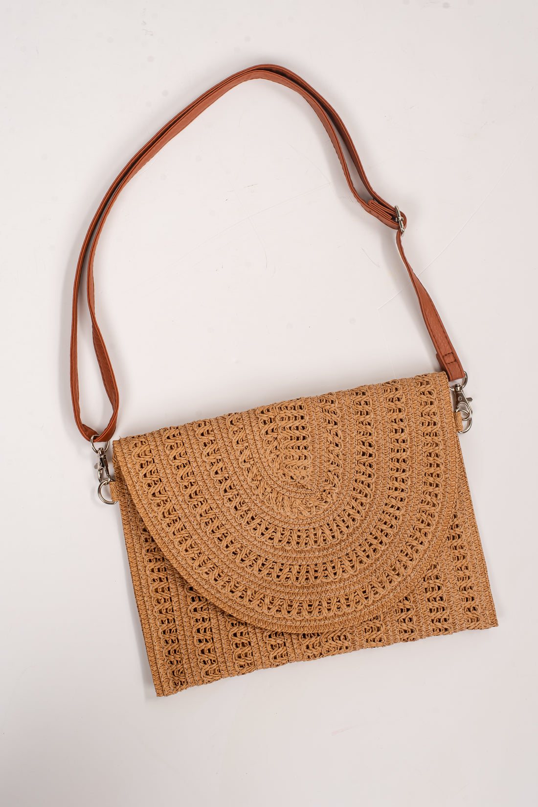 Miles To Go Taupe Straw Clutch