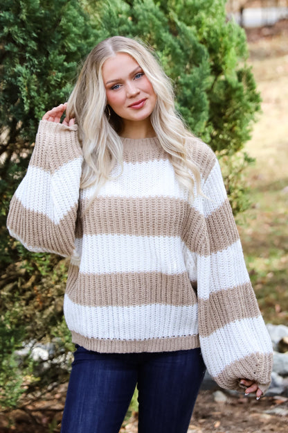 Cozy Aesthetic Striped Oversized Sweater