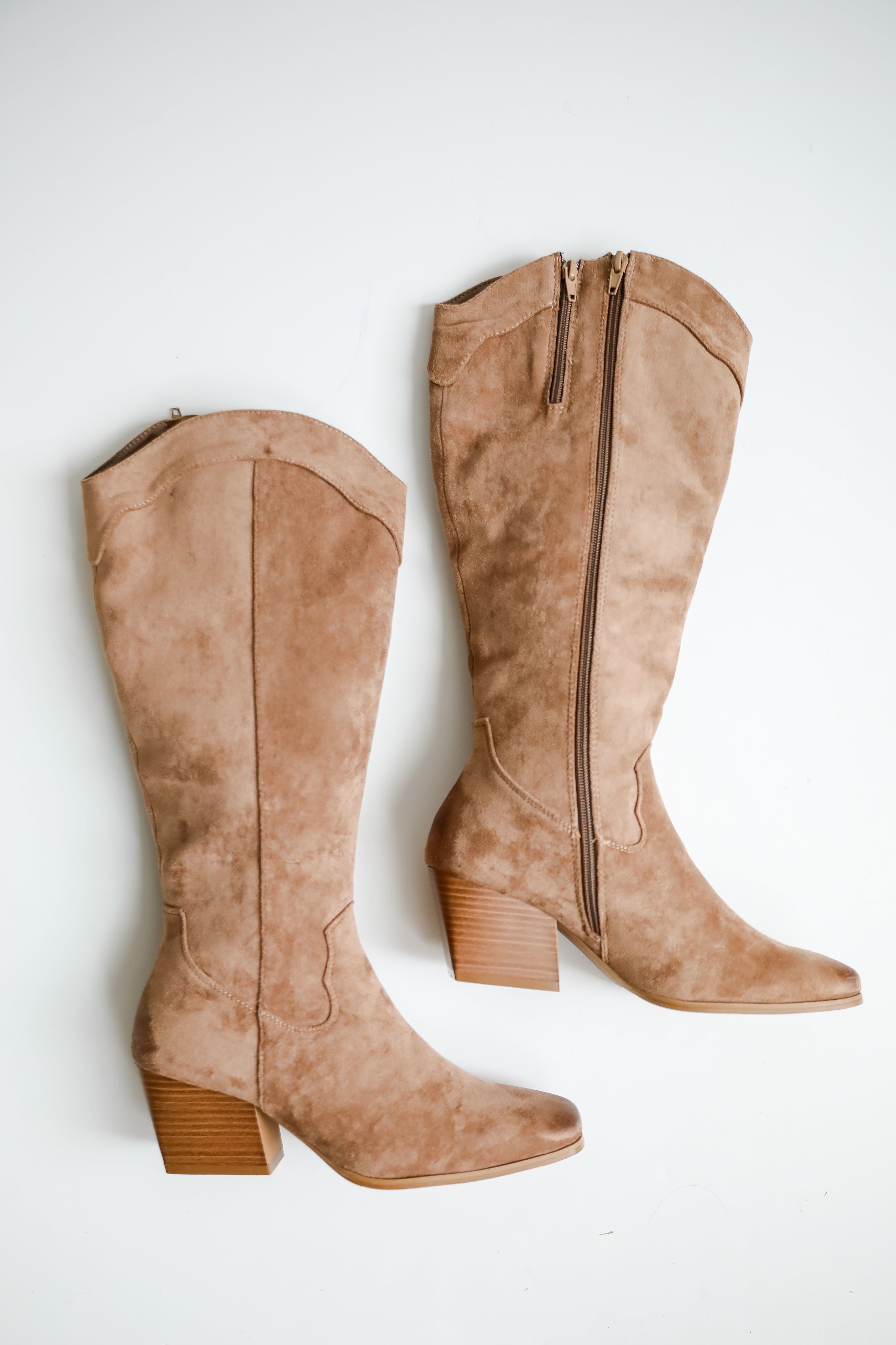 Rodeo Cutie Taupe Suede Western Boots