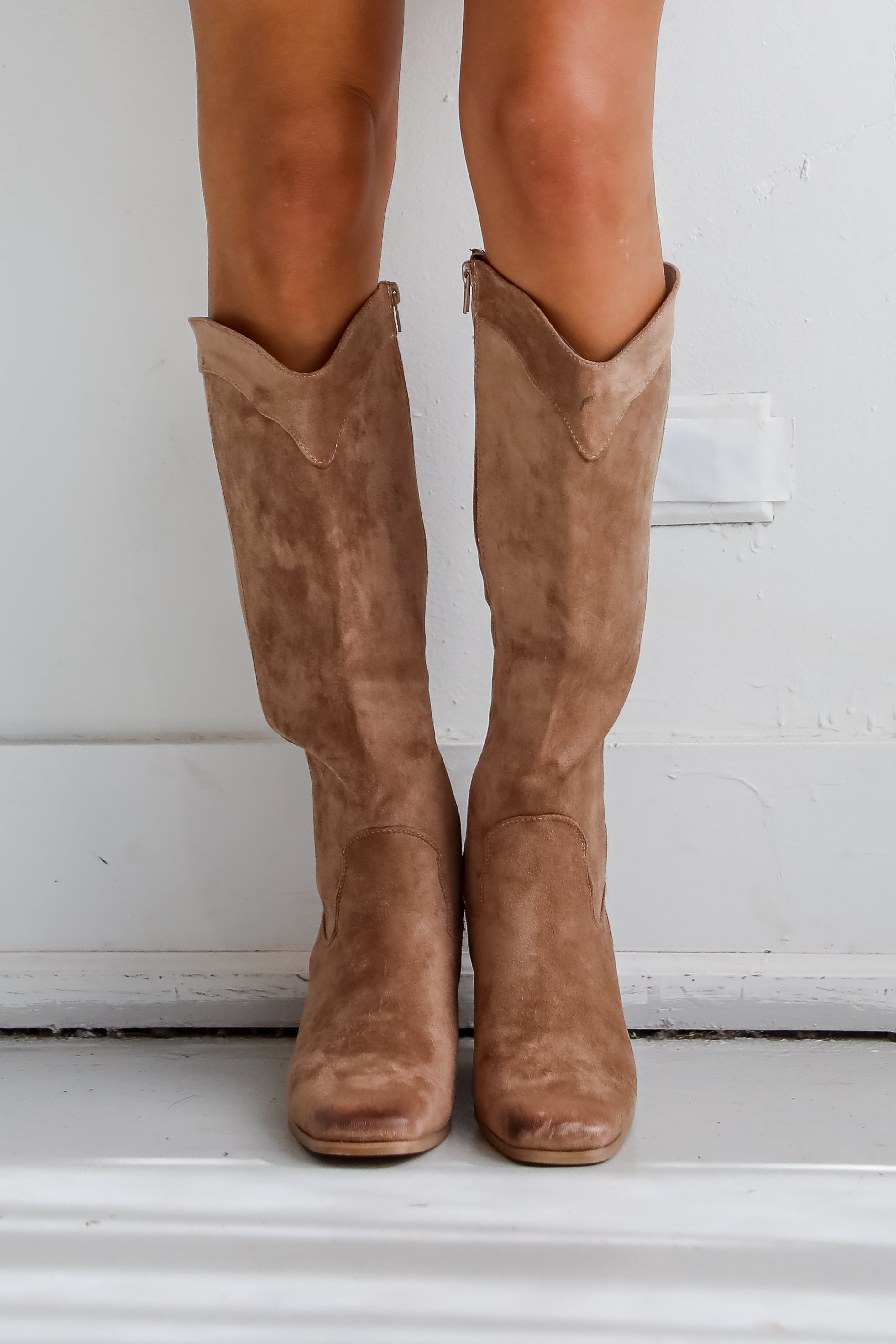 Rodeo Cutie Taupe Suede Western Boots