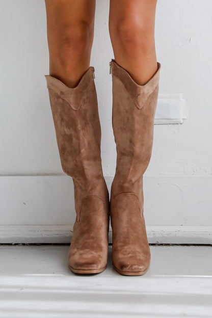 Rodeo Cutie Taupe Suede Western Boots