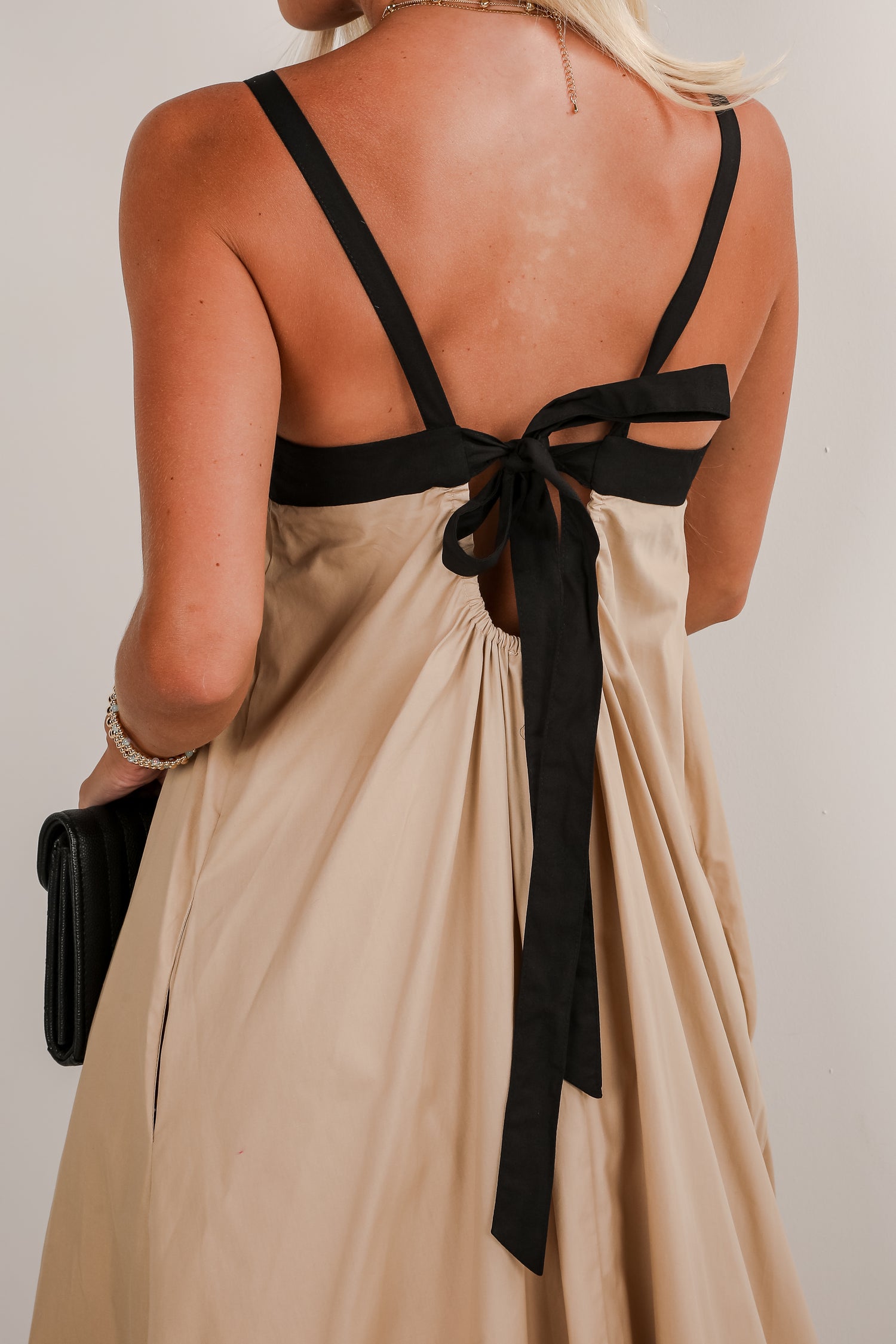 Simply Blissful Taupe Two-Tone Maxi Dress
