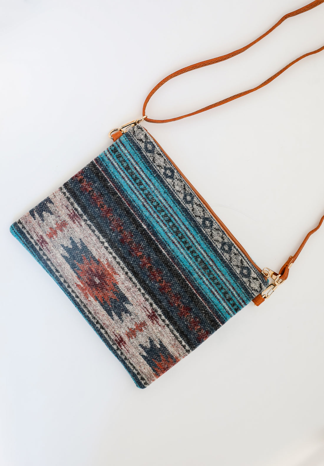 Curated Energy Teal Aztec Crossbody Bag