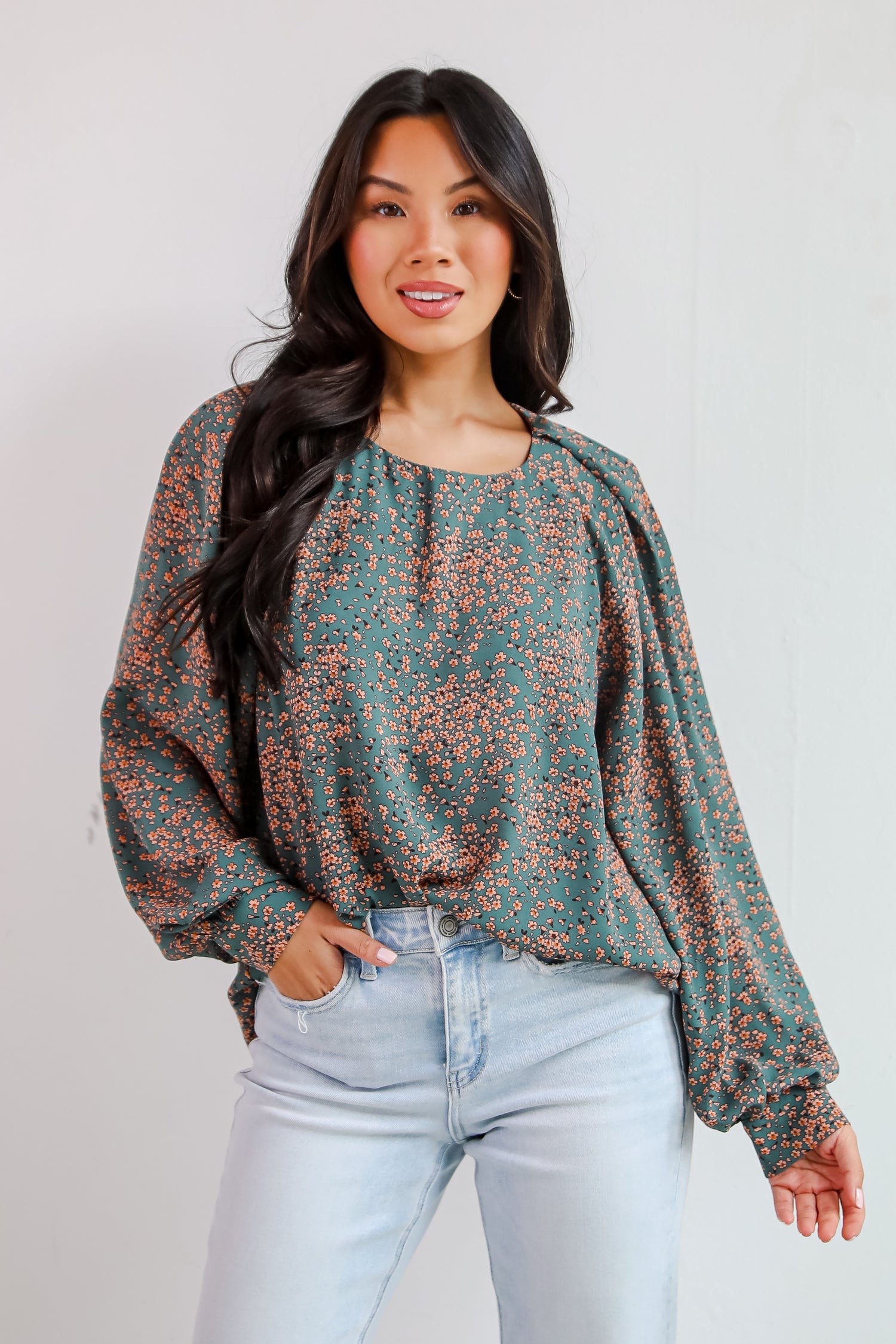 Sensational Attitude Teal Floral Blouse