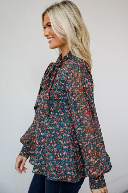 Sweetie Aura Teal Floral Blouse