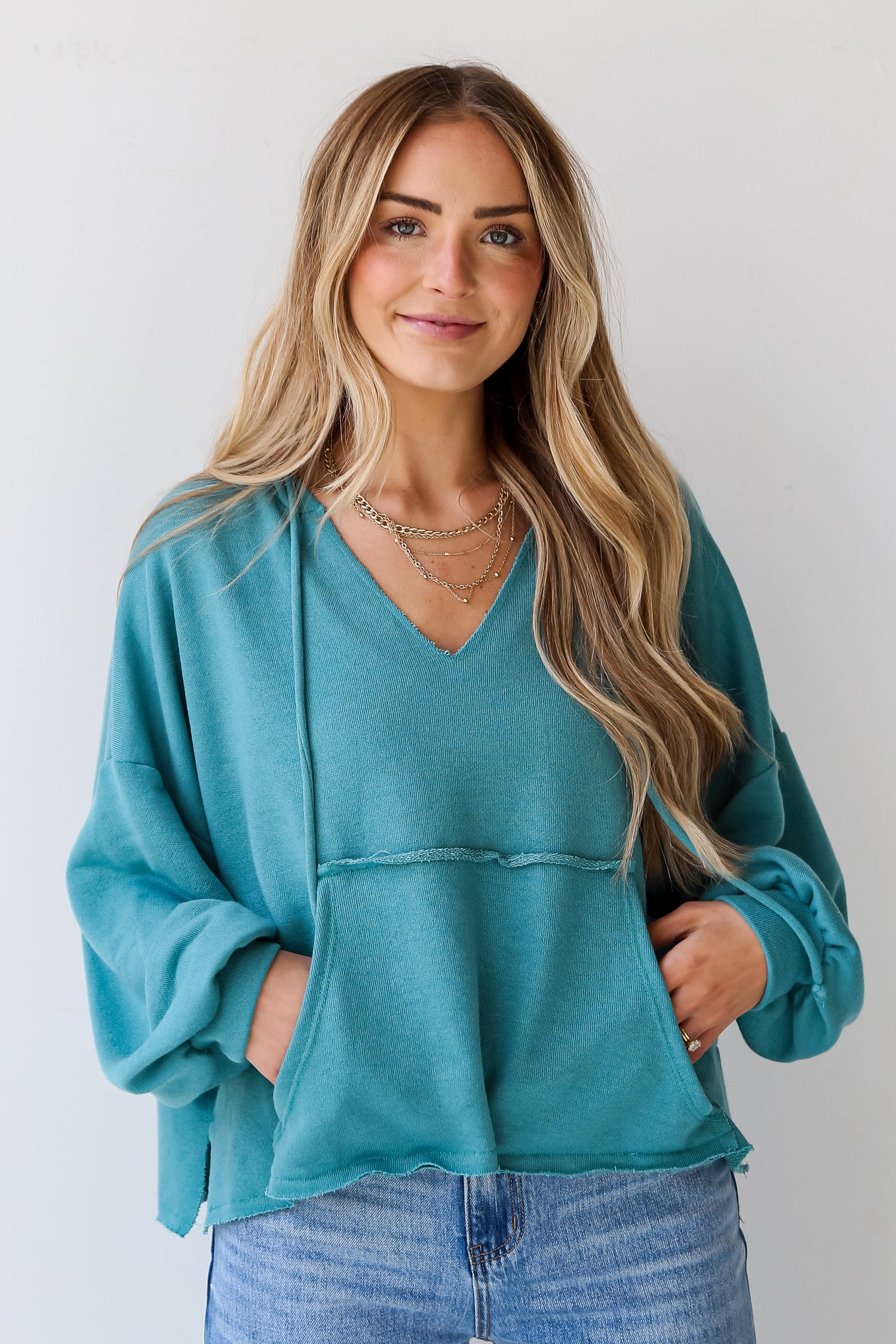 teal oversized hoodie