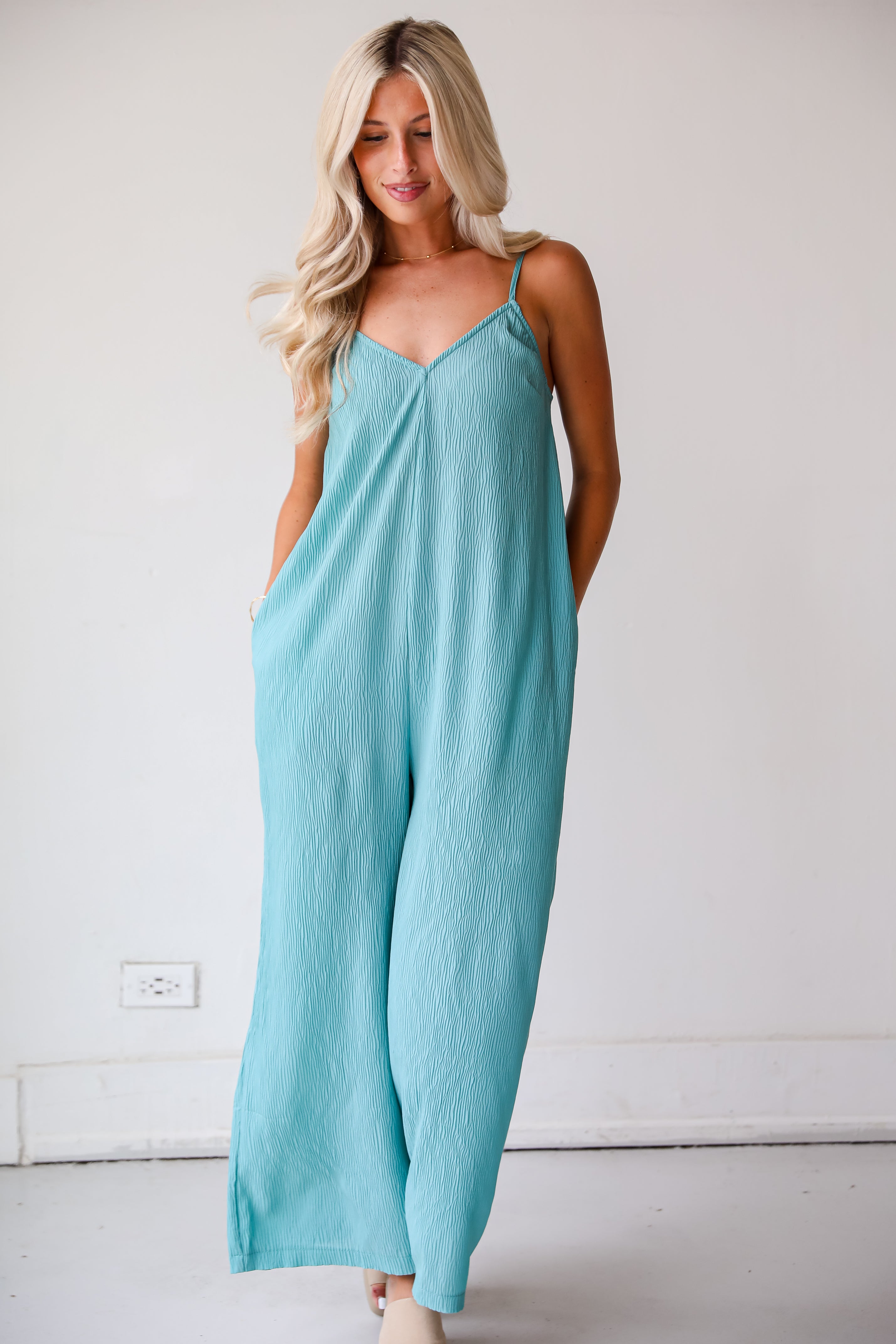 Sunny Energy Teal Wide Leg Jumpsuit