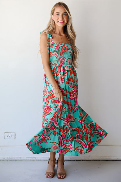 Flirty Dreamer Jade Satin Maxi Dress