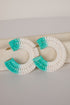 Callie Aqua Straw Hoop Earrings