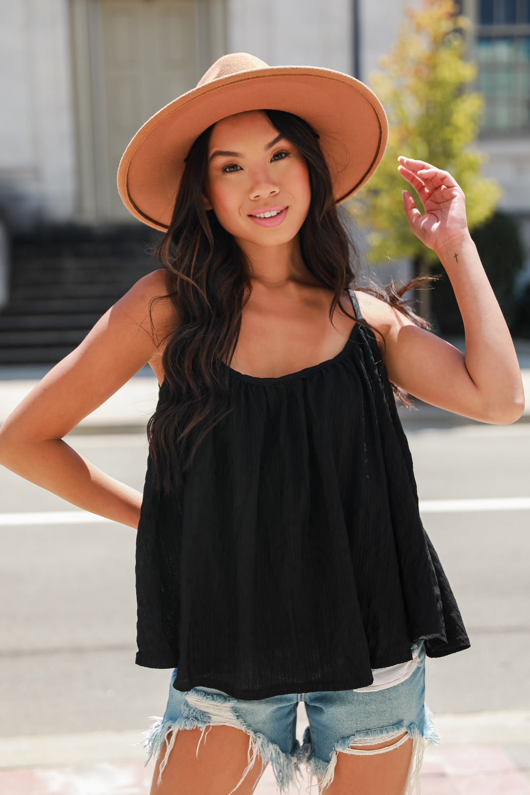 black Textured Tank