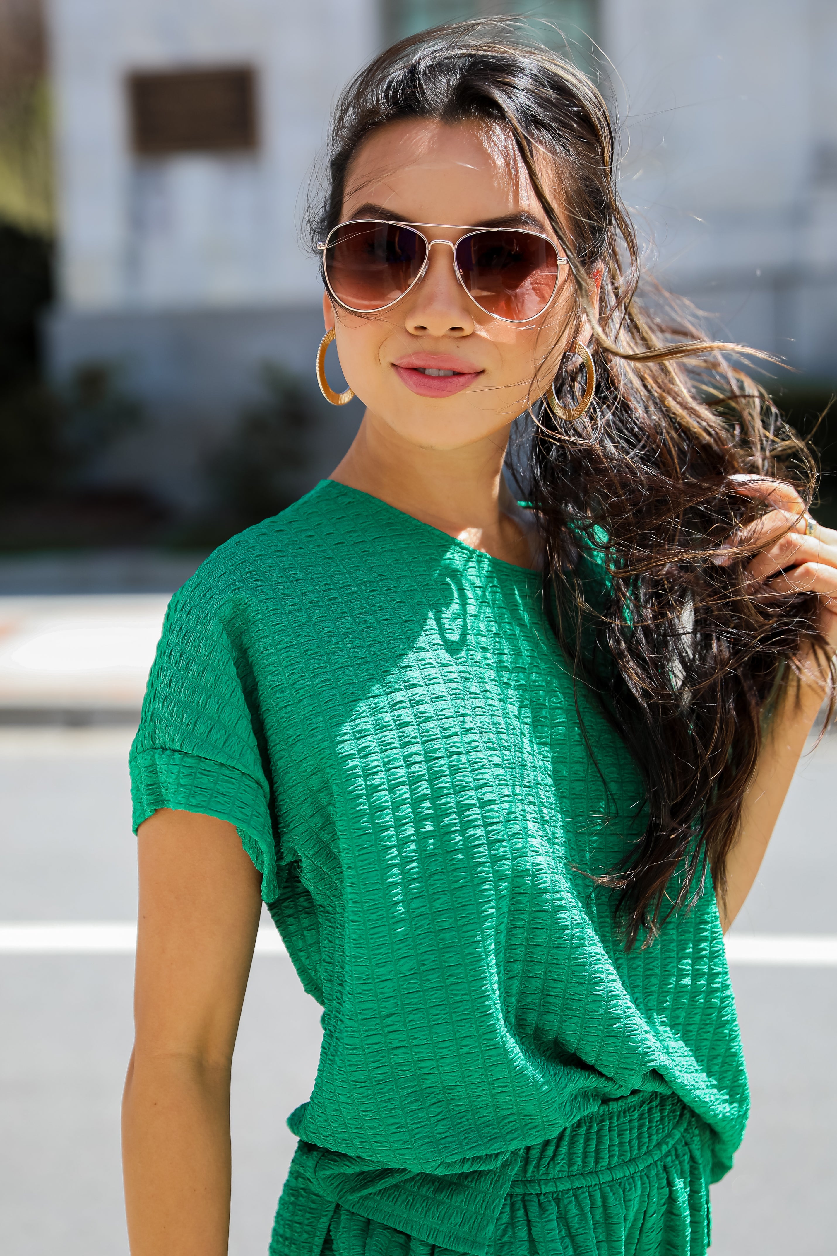 cute green Textured Top