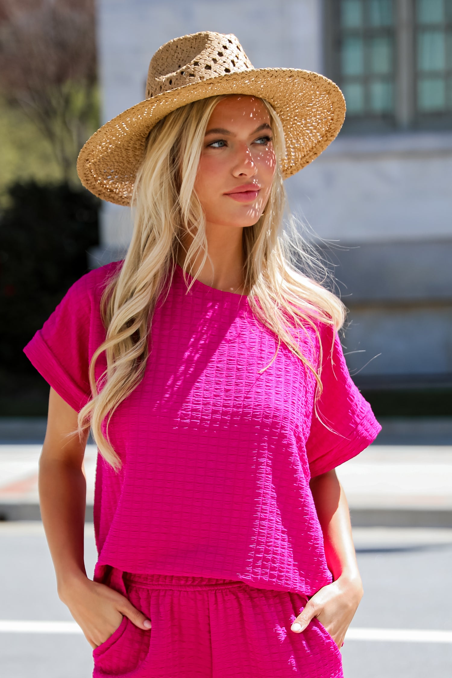 pink Textured Top