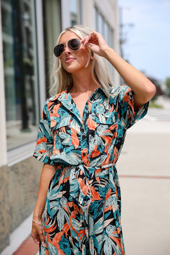 Bali Beauty Tropical Print Midi Dress