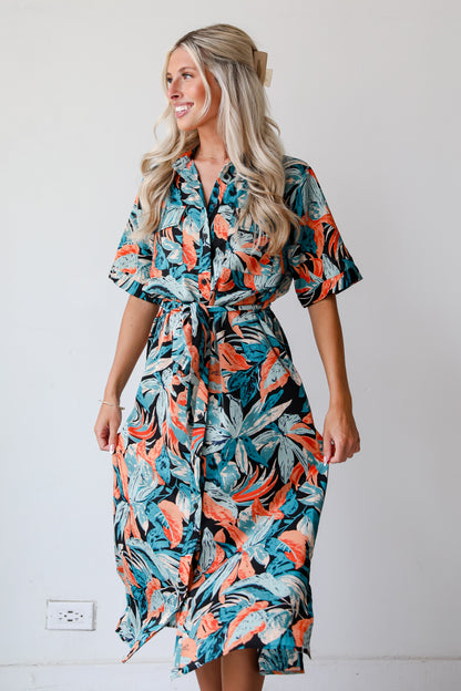 Bali Beauty Tropical Print Midi Dress