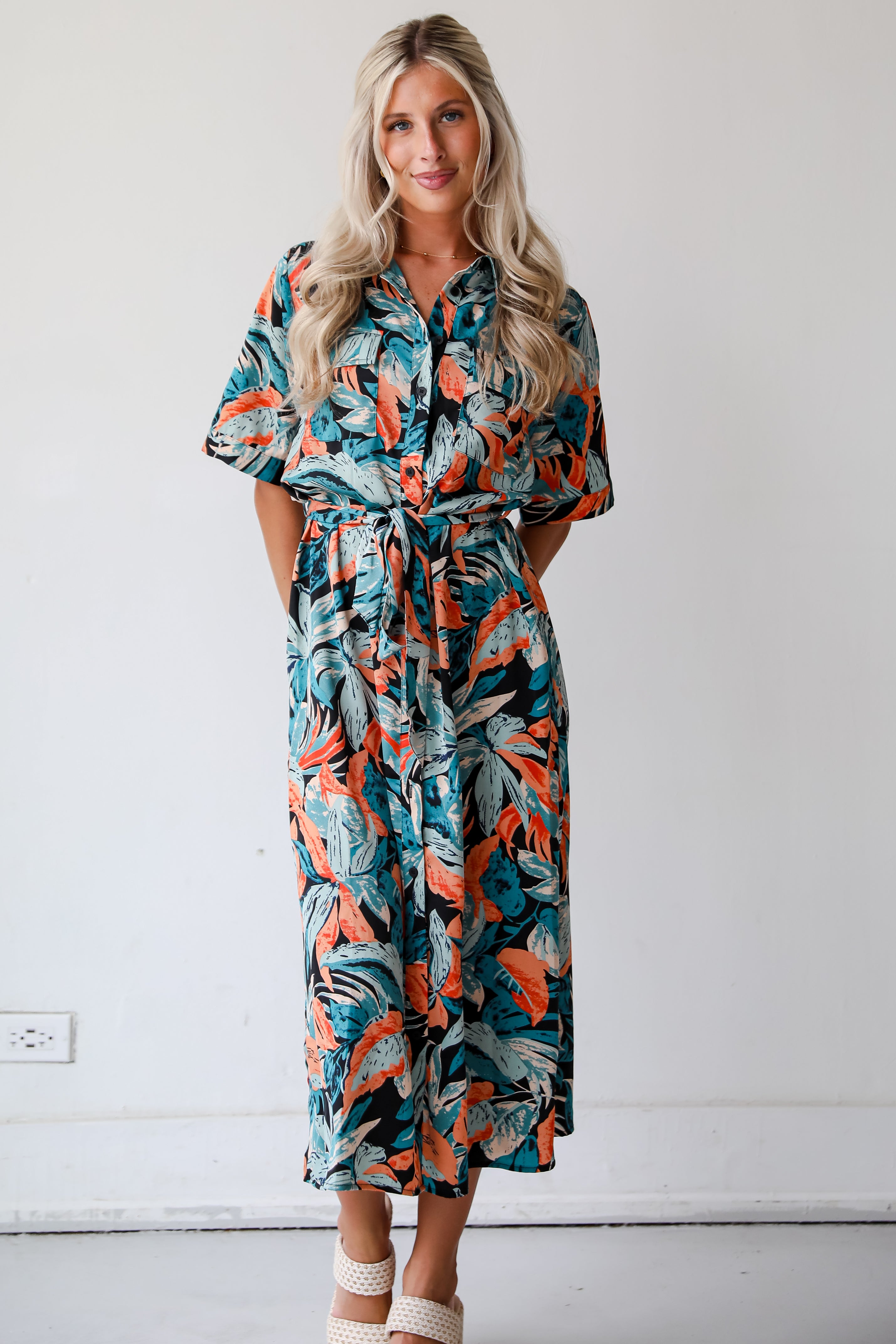 Bali Beauty Tropical Print Midi Dress