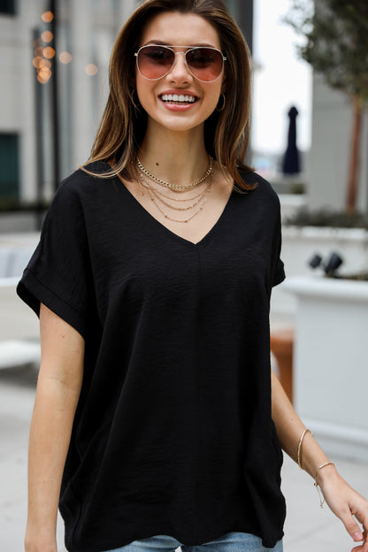 basic black Oversized Blouse