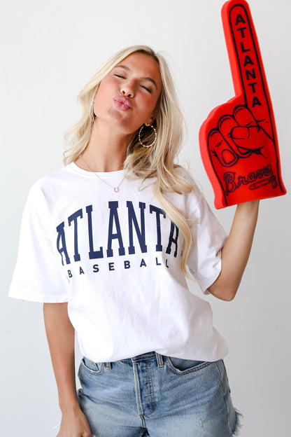 White Atlanta Baseball Tee for women