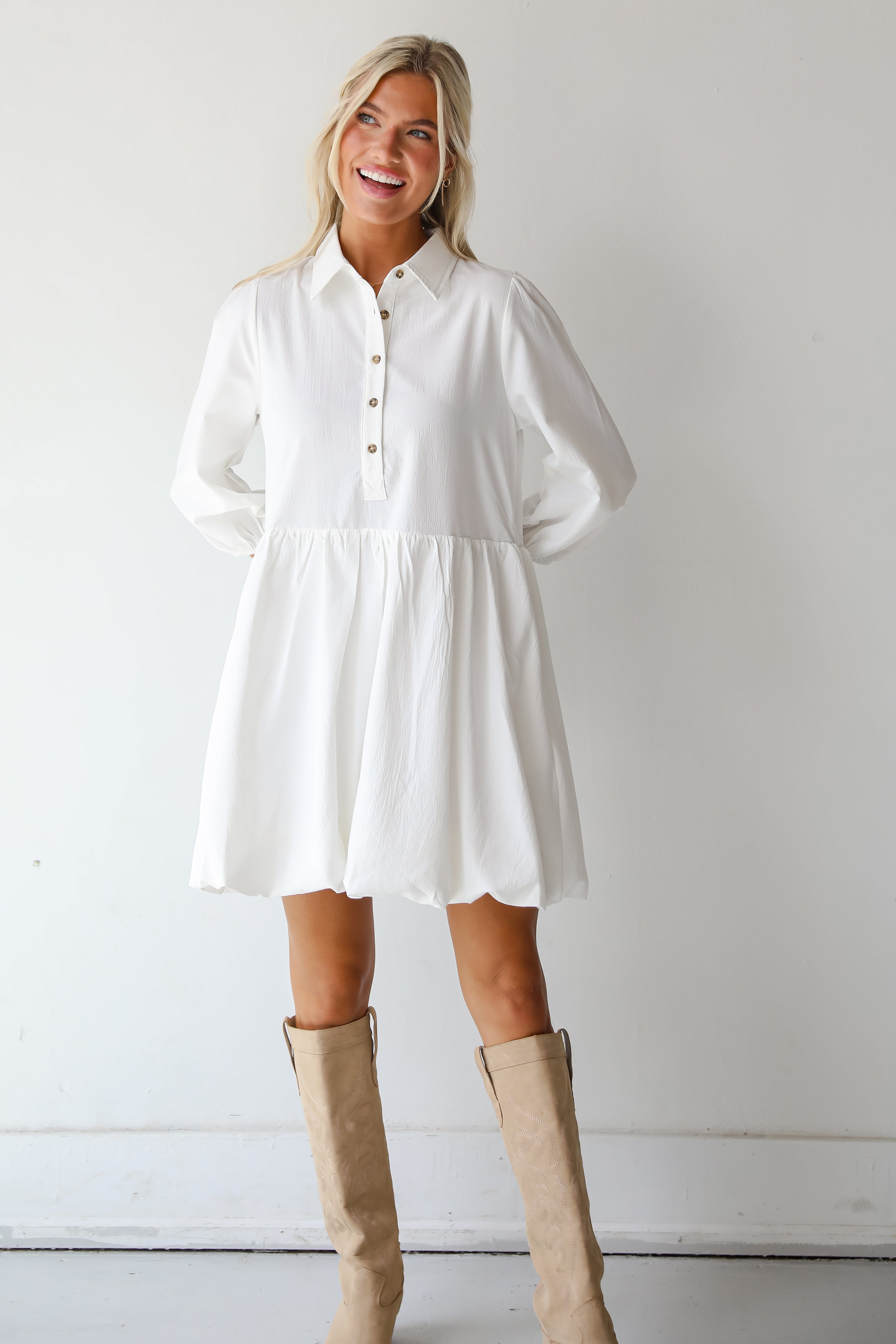 Modern Moves Ivory Babydoll Mini Dress