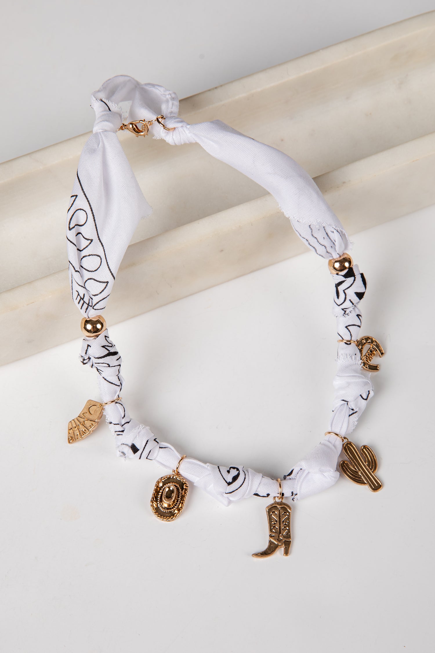white bandana necklace