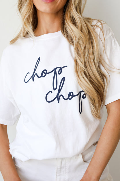 womens White Chop Chop Script Tee