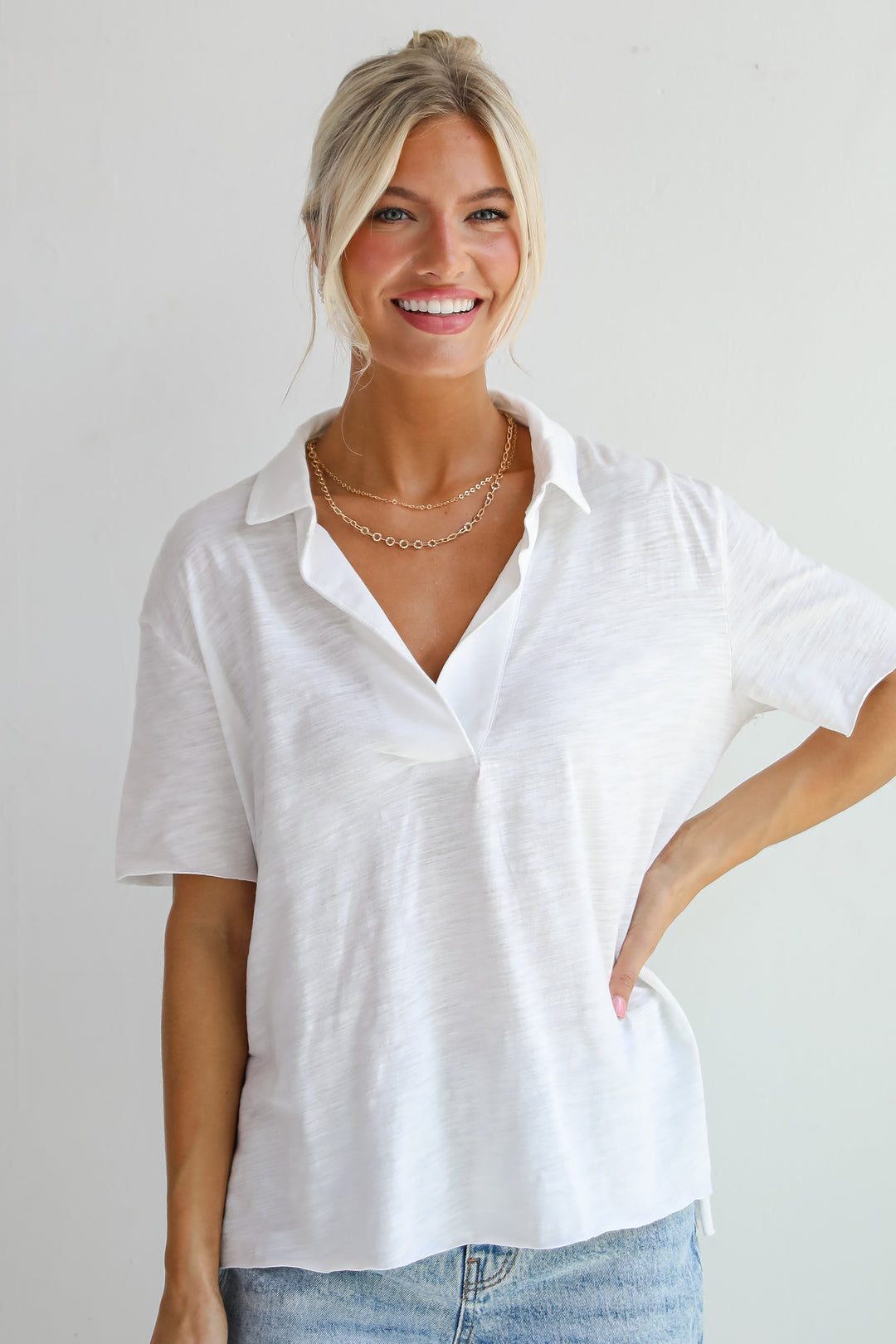 Sweetest Look Off White Collared Top