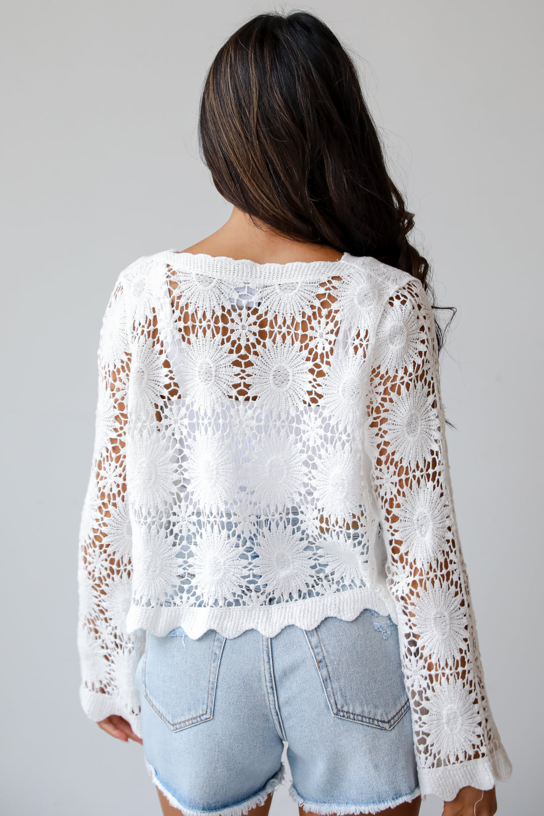 Start The Summer White Crochet Knit Top