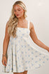 Speak Your Mind White Denim Floral Mini Dress