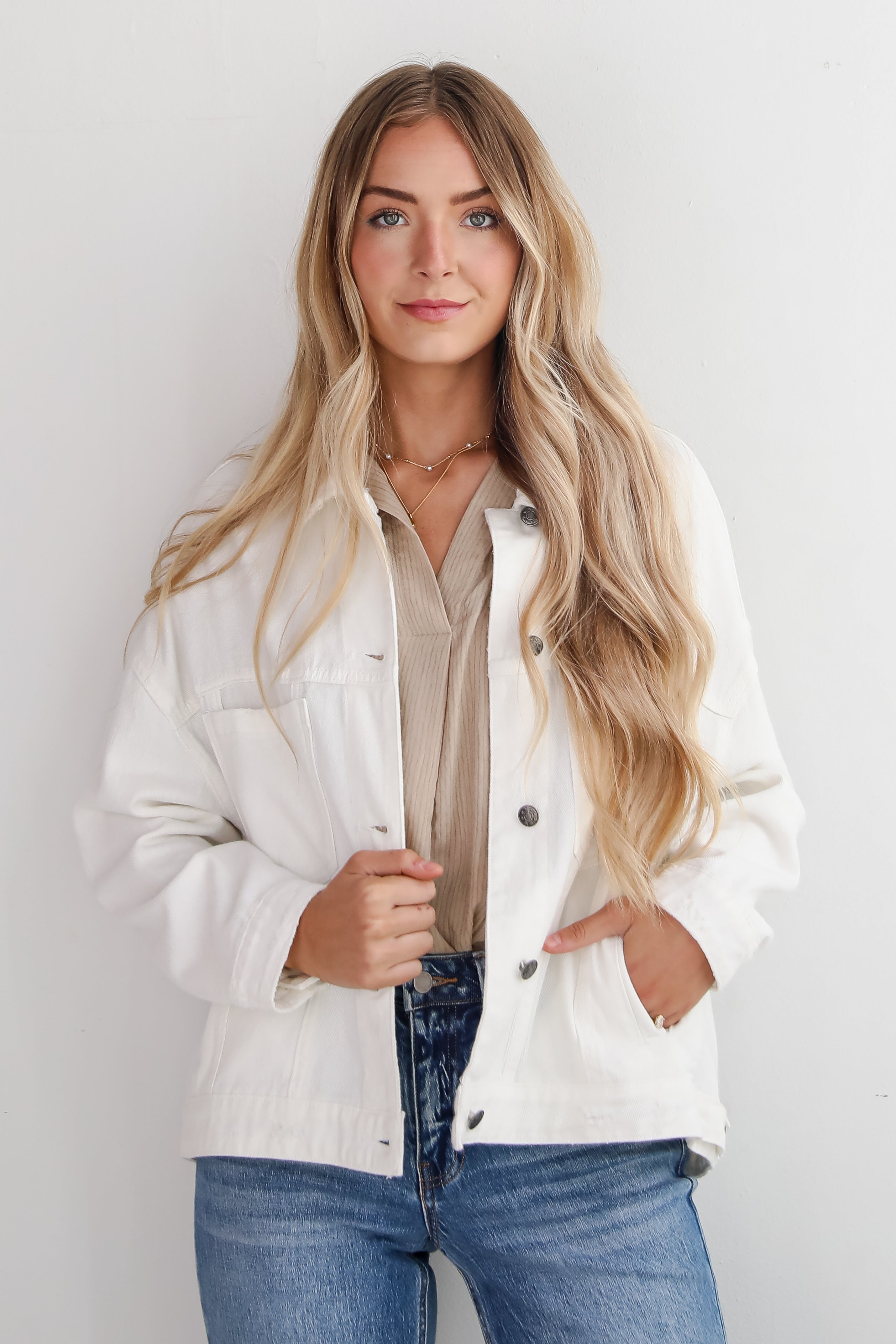 Iconic Travels Cream Denim Jacket